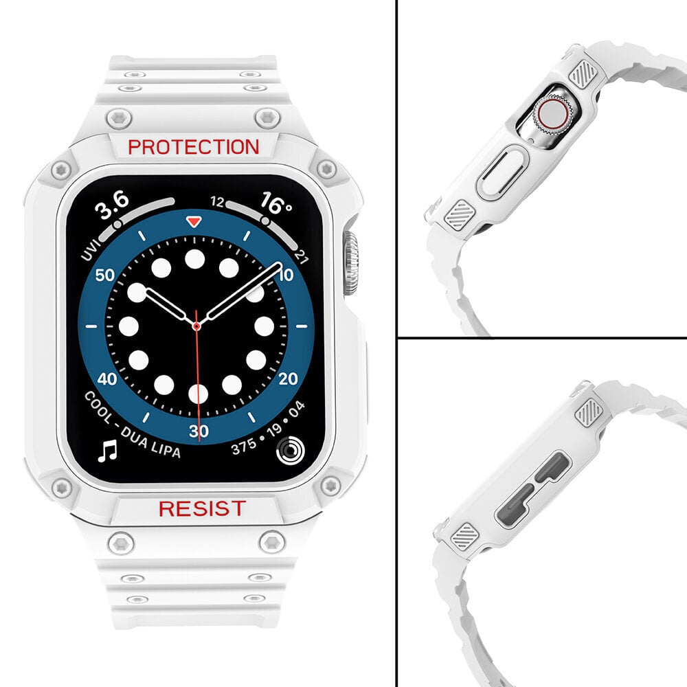 Pulksteņa siksniņa priekš Apple Watch 7 / 6 / 5 / 4 / 3 / 2 / SE 45 / 44 / 42 mm, balta cena un informācija | Viedpulksteņu un viedo aproču aksesuāri | 220.lv