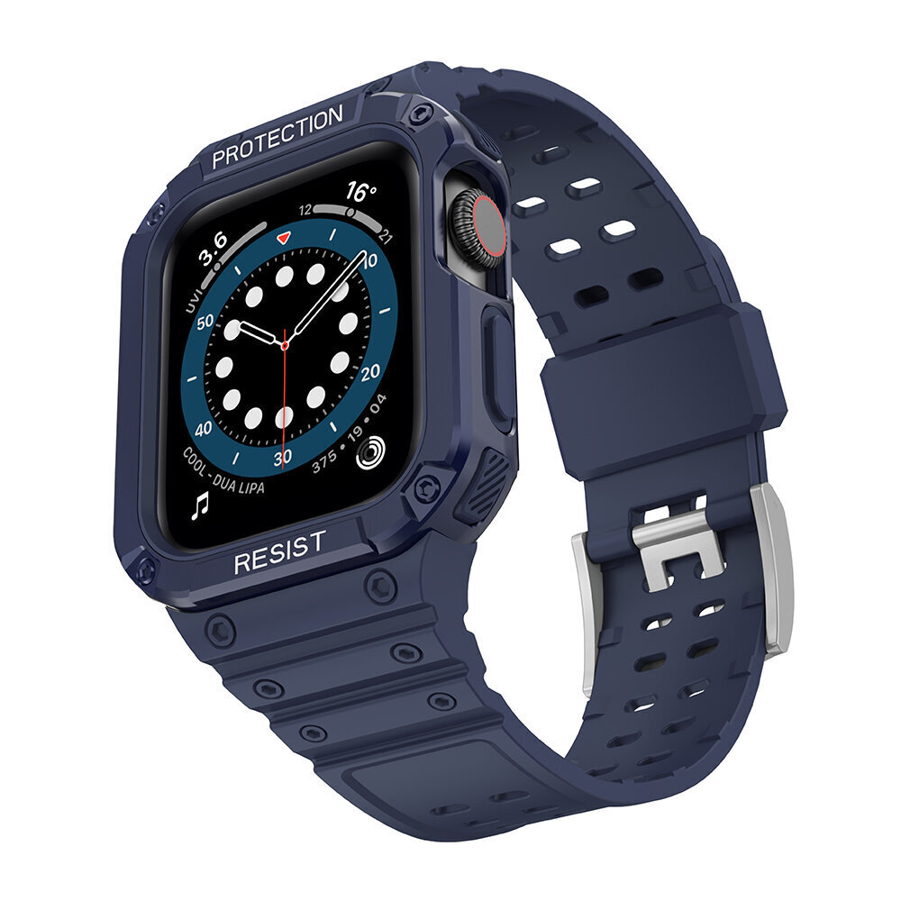 Pulksteņa siksniņa priekš Apple Watch 7 / 6 / 5 / 4 / 3 / 2 / SE 45 / 44 / 42mm, zila cena un informācija | Viedpulksteņu un viedo aproču aksesuāri | 220.lv
