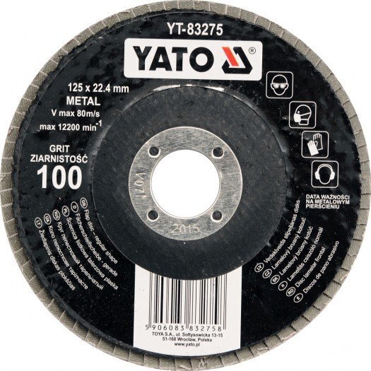 Disks metāla slīpēšanai Yato YT-83274, 125*22.2 mm, P80 cena un informācija | Slīpmašīnas | 220.lv