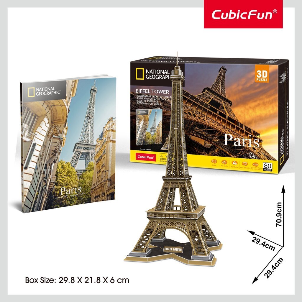 3D puzle Cubicfun Eifeļa tornis, 80 d. цена и информация | Puzles, 3D puzles | 220.lv