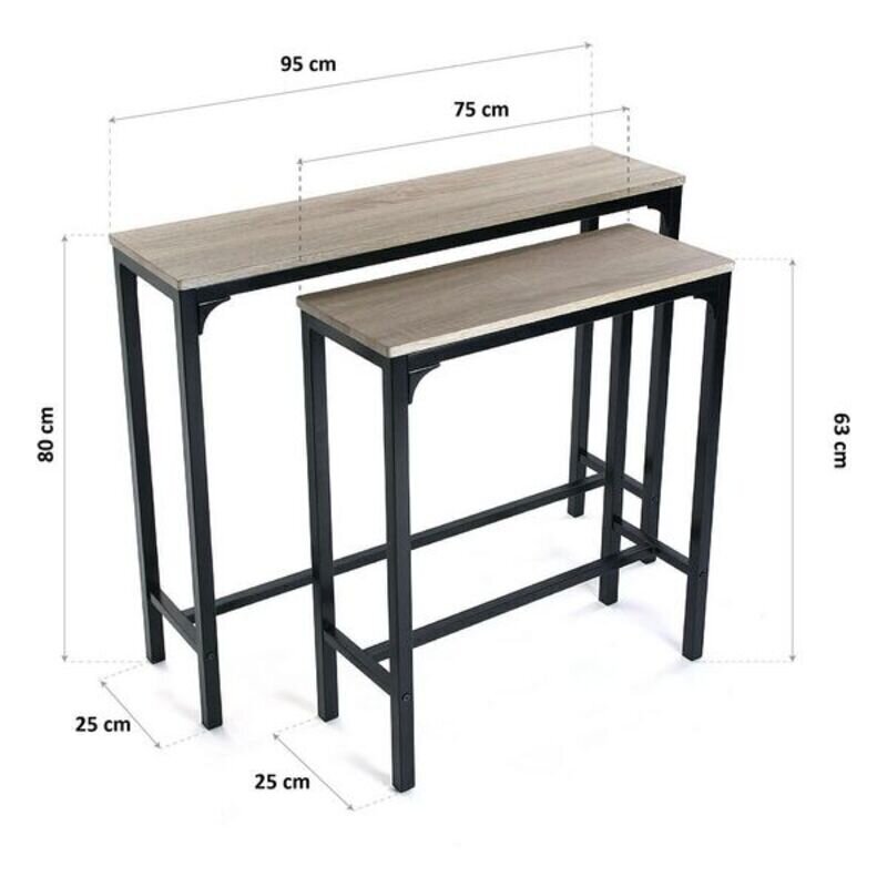 Divu galdiņu komplekts, 63x25x75 cm, brūns cena un informācija | Žurnālgaldiņi | 220.lv