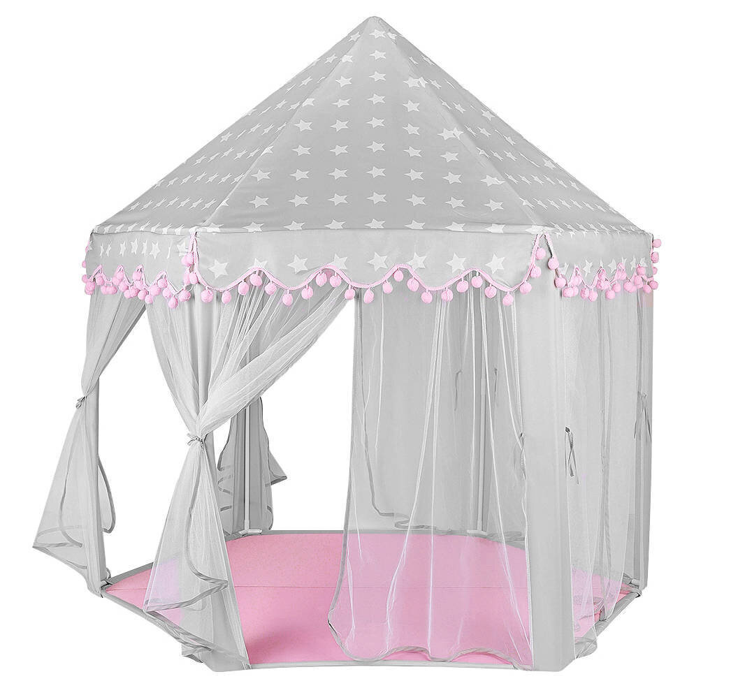 Princešu māja - pelēki rozā telts cena un informācija | Bērnu rotaļu laukumi, mājiņas | 220.lv
