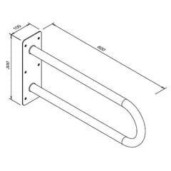 Поручень для инвалидов (фиксированный) 600 мм, белый цена и информация | Для людей с особыми потребностями | 220.lv