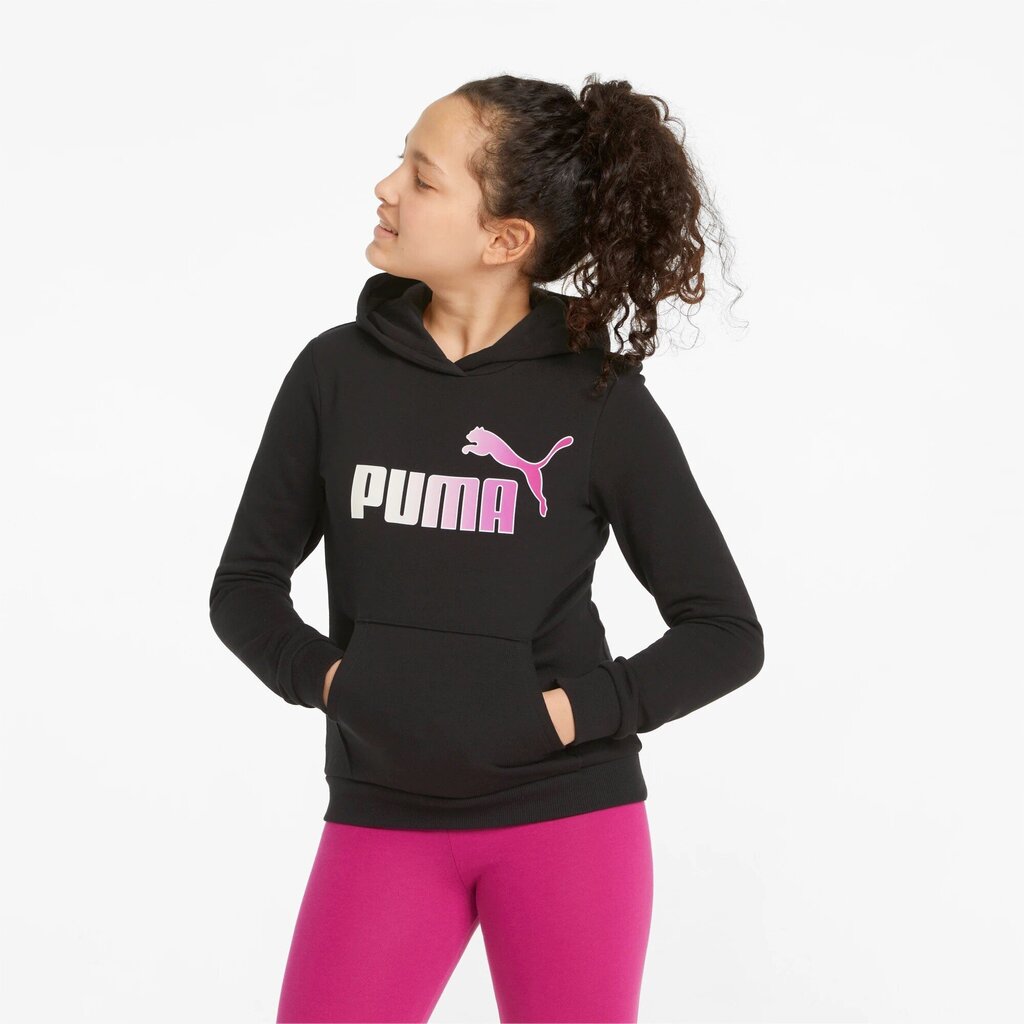 Puma bērnu sporta jaka Essentials+ Bleach Logo 846958*01, melns/fuksija 4064535389067 cena un informācija | Jakas, džemperi, žaketes, vestes meitenēm | 220.lv