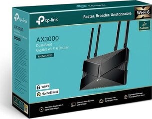 Wireless Router|TP-LINK|Wireless Router|3000 Mbps|Mesh|Wi-Fi 6|1 WAN|4x10/100/1000M|Number of antennas 4|ARCHERAX53 цена и информация | Маршрутизаторы (роутеры) | 220.lv