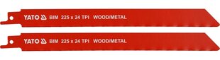 Запасные пилы для прямой пилы 2 шт. для металла 225х20х1мм 24TPI (YT-33934) цена и информация | Механические инструменты | 220.lv