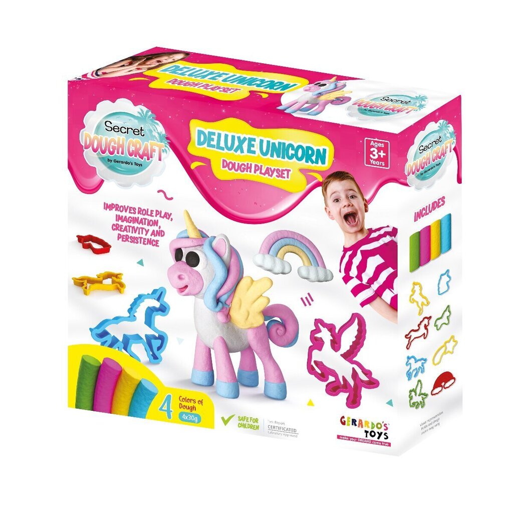 Plastilīna komplekts Dough Craft Deluxe Unicorn Dough Playset, 4x30g цена и информация | Attīstošās rotaļlietas | 220.lv