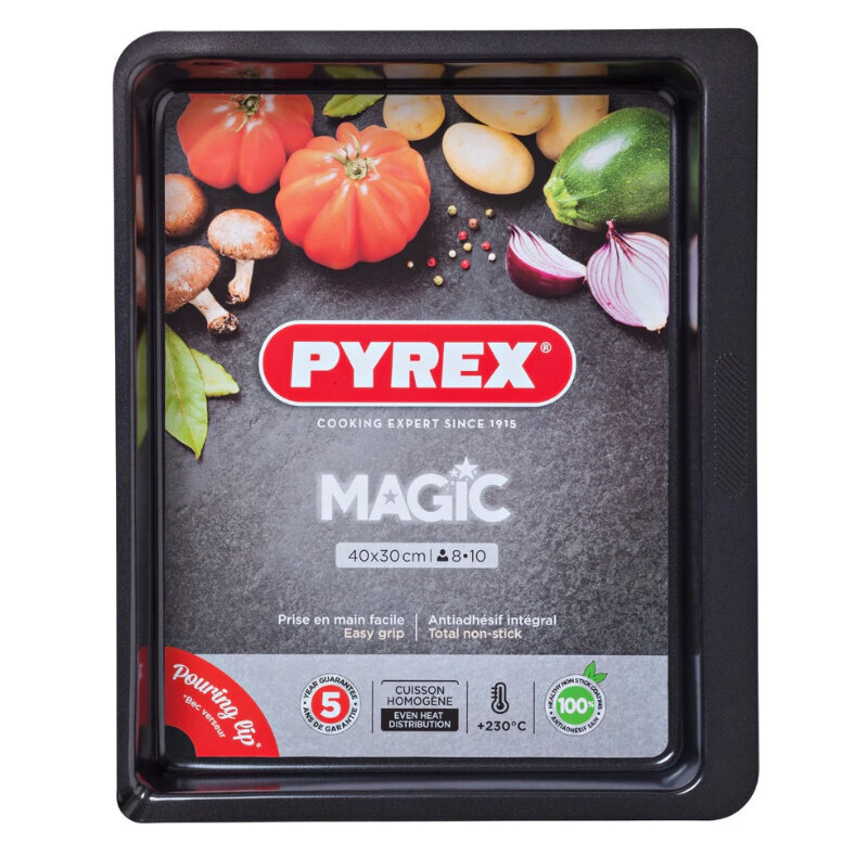 Nepiedegošs Trauks Cepeškrāsnij Pyrex Magic Cinkots tērauds: Parametri - 40 x 31 cm cena un informācija | Cepamais papīrs, trauki, formas | 220.lv