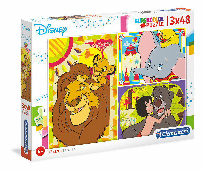 Clementoni: 3x48 gab. puzle - Super Disney Classic cena un informācija | Puzles, 3D puzles | 220.lv