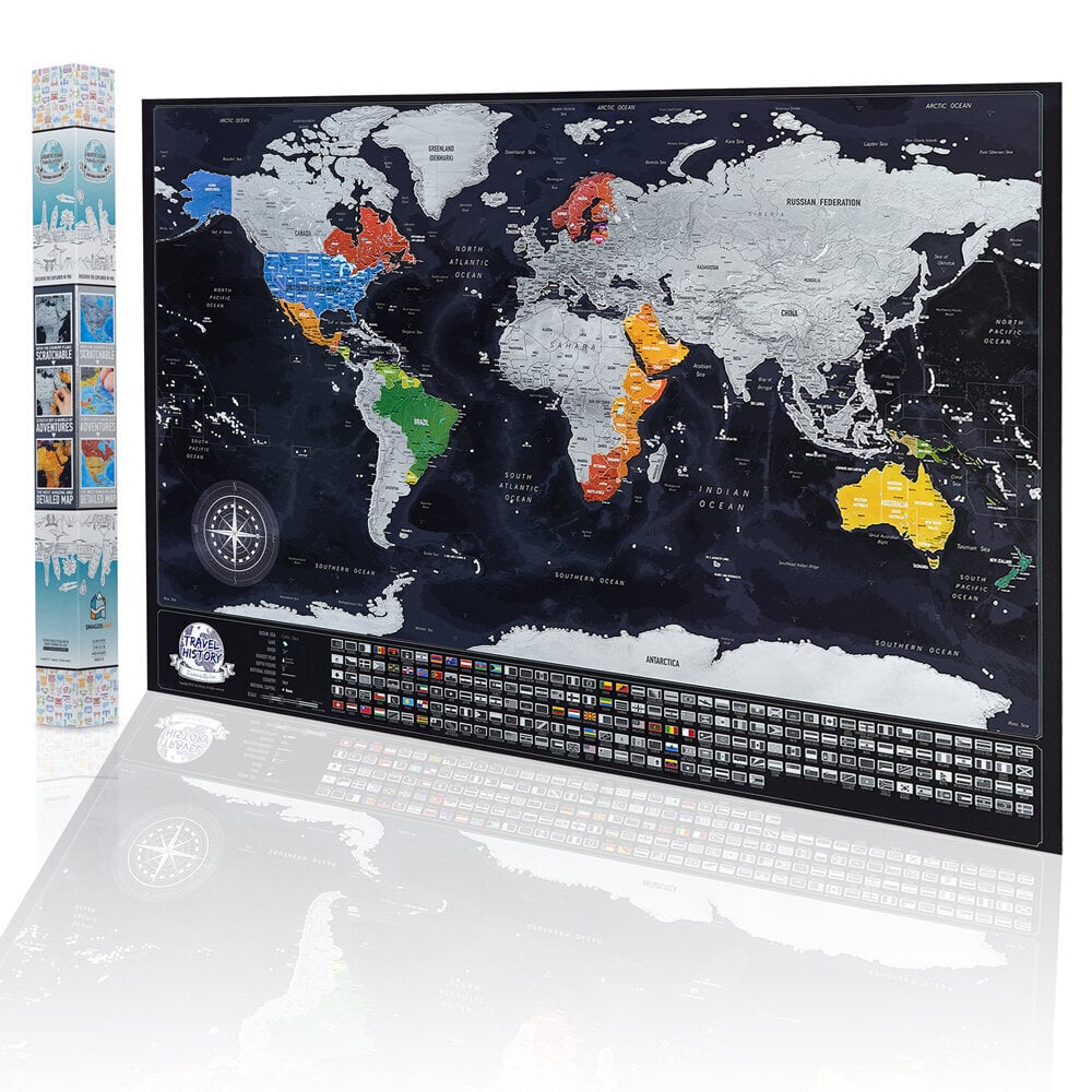 Dzēšama pasaules karte 70 x 50 cm цена и информация | Pasaules kartes | 220.lv