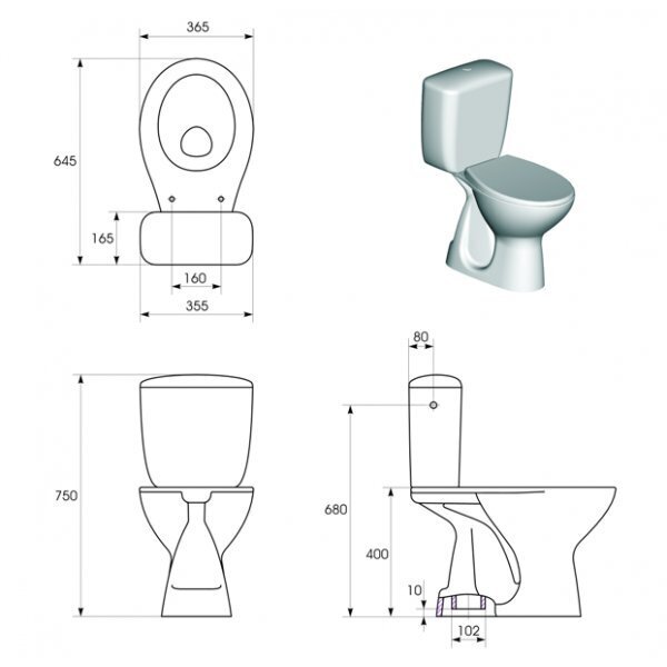 Kompaktais tualetes pods President New TJ 3/6 L, ar Softclose vāku cena un informācija | Tualetes podi | 220.lv