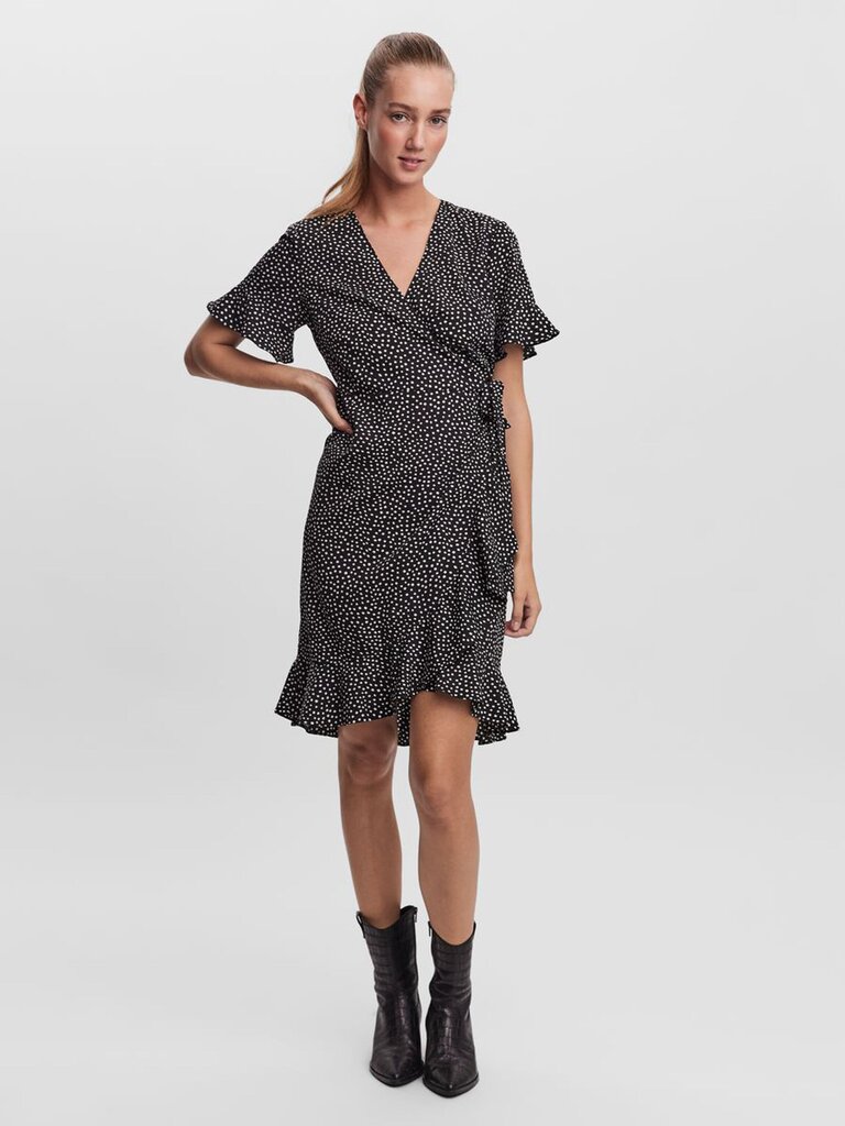 Vero Moda sieviešu kleita 10252951*01, melns/balts 5715103377380 cena un informācija | Kleitas | 220.lv