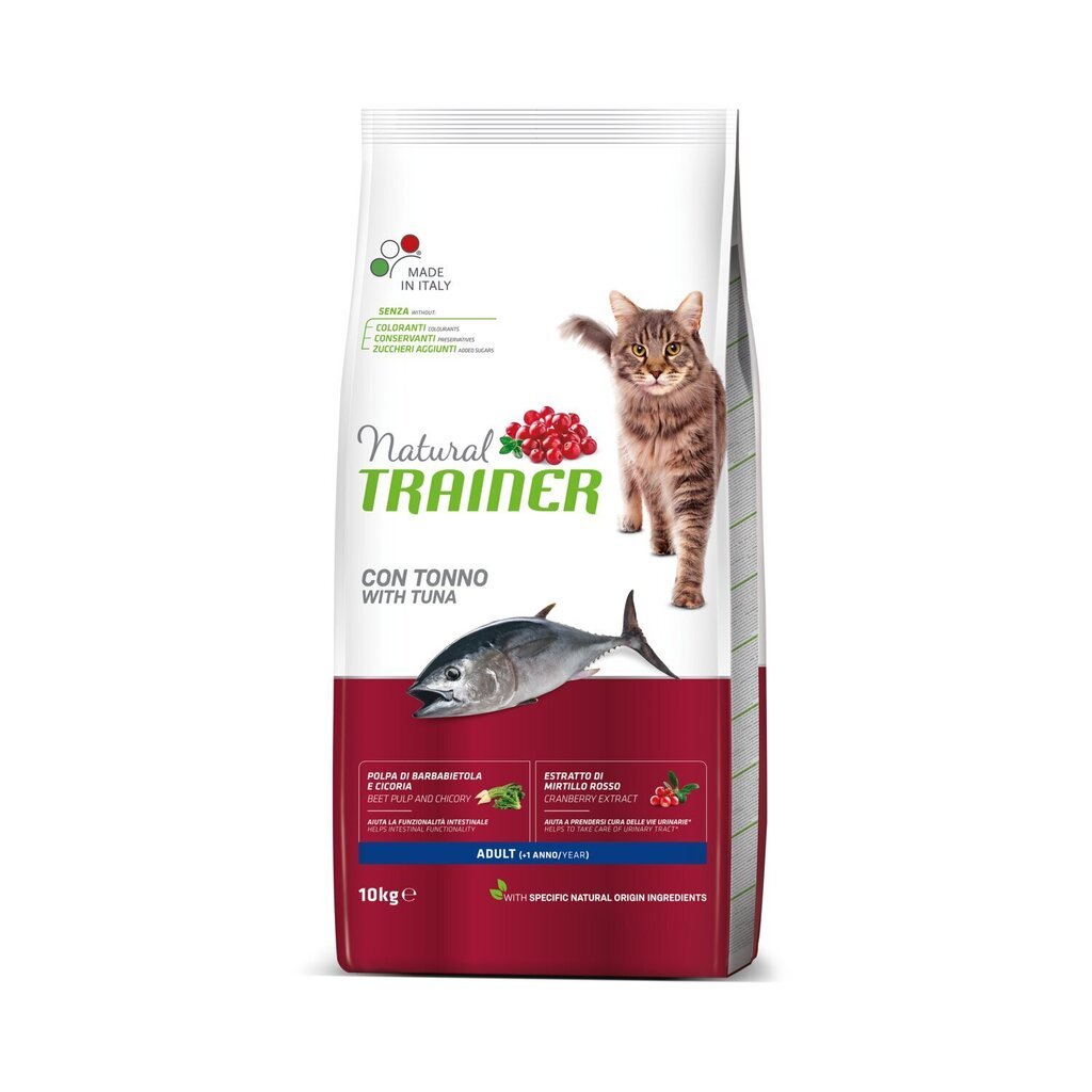 NATURAL TRAINER ADULT WITH TUNA - SAUSĀ BARĪBA AR TUNCI PIEAUGUŠIEM KAĶIEM 10 KG cena un informācija | Sausā barība kaķiem | 220.lv