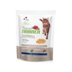 NATURAL TRAINER HAIRBALL ADULT WITH CHICKEN - SAUSĀ BARĪBA AR VISTU SPALVU IZVADĪŠANAI PIEAUGUŠIEM KAĶIEM 300 G cena un informācija | Sausā barība kaķiem | 220.lv