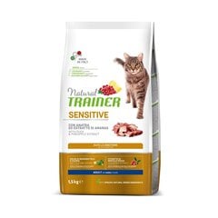 NATURAL TRAINER SENSITIVE ADULT WITH DUCK - SAUSĀ BARĪBA AR PĪLI PIEAUGUŠIEM JUTĪGIEM KAĶIEM 1,5 KG cena un informācija | Sausā barība kaķiem | 220.lv