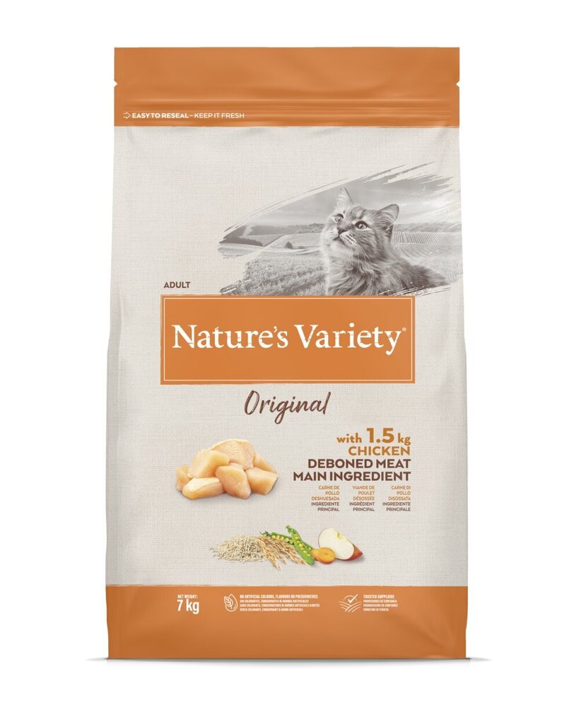 Nature's Variety Cat Original Chicken 7 kg - sausā barība ar vistu pieaugušiem kaķiem cena un informācija | Sausā barība kaķiem | 220.lv