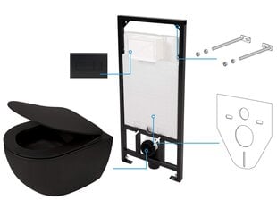 WC komplekts Deante Peonia Zero 5in1, Nero cena un informācija | Tualetes podi | 220.lv