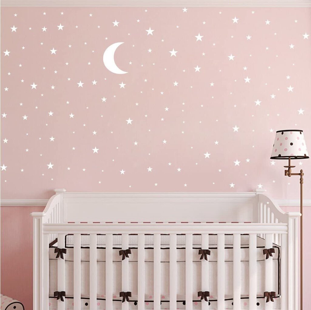 Vinila uzlīmes mēness un zvaigžņu formā bērnu istabas, mājas, guļamistabas dekorēšanai (baltas) цена и информация | Dekoratīvās uzlīmes | 220.lv