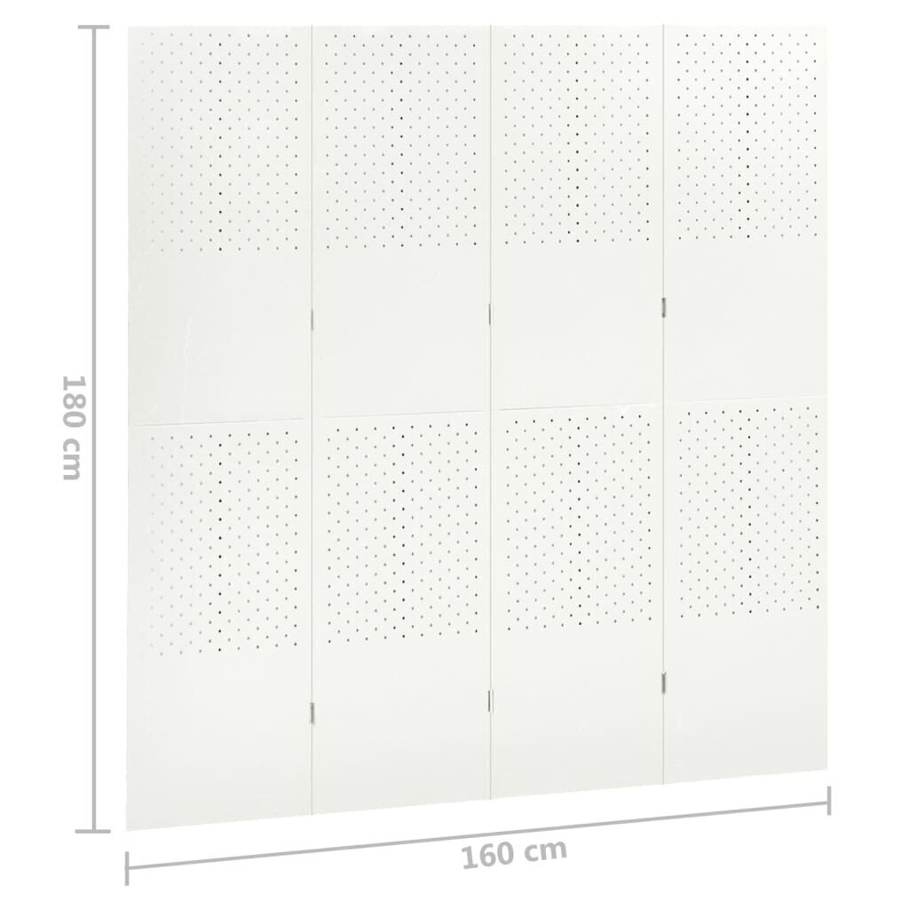vidaXL 4-paneļu istabas aizslietnis, balts, 160x180 cm, tērauds cena un informācija | Aizslietņi | 220.lv