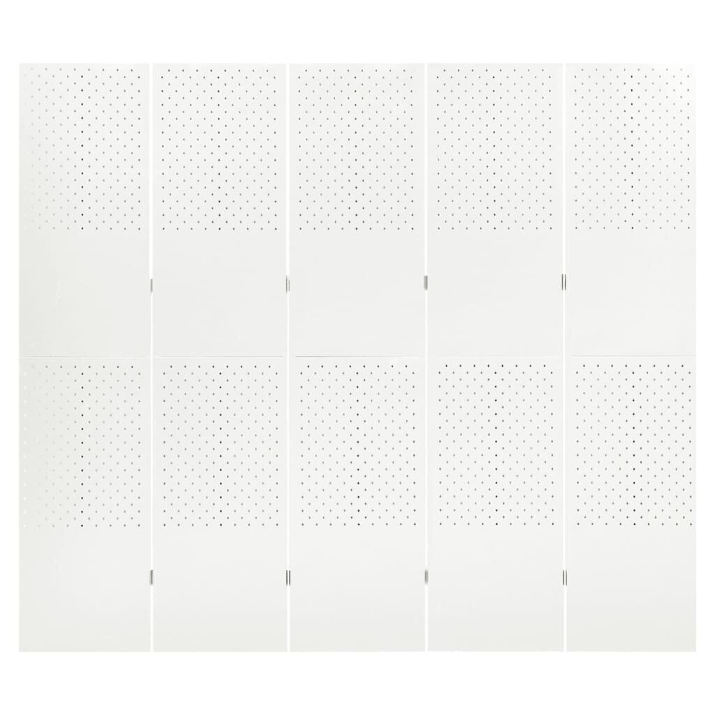 vidaXL 5-paneļu istabas aizslietnis, balts, 200x180 cm, tērauds cena un informācija | Aizslietņi | 220.lv
