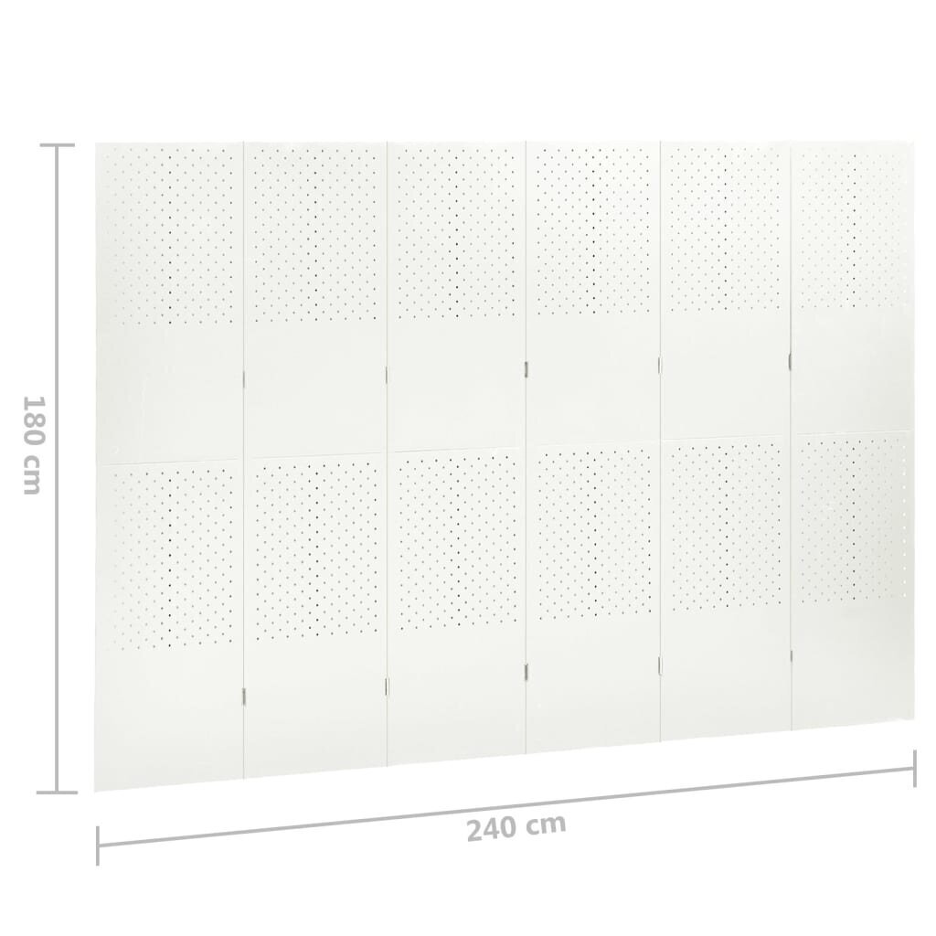 vidaXL 6-paneļu istabas aizslietnis, balts, 240x180 cm, tērauds cena un informācija | Aizslietņi | 220.lv