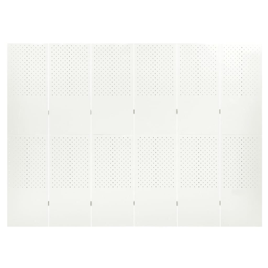 vidaXL 6-paneļu istabas aizslietnis, balts, 240x180 cm, tērauds cena un informācija | Aizslietņi | 220.lv