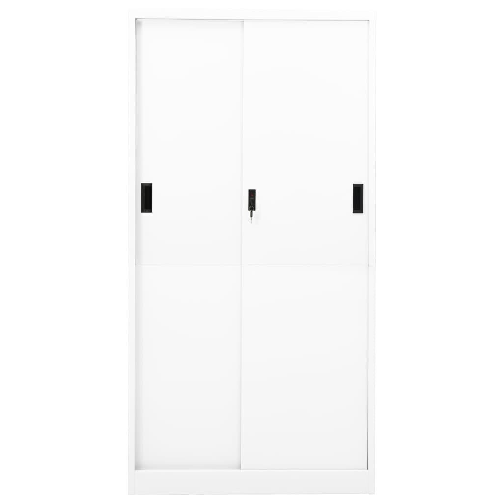 vidaXL biroja skapis ar bīdāmām durvīm, 90x40x180 cm, balts tērauds cena un informācija | Skapīši viesistabai | 220.lv
