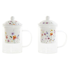 Tasīte ar tējas filtru DKD Home Decor, Stikls Porcelāns (300 ml) (2 gab.) cena un informācija | Glāzes, krūzes, karafes | 220.lv