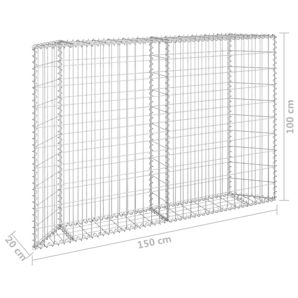 vidaXL gabions, augstā puķu kaste, cinkots tērauds, 150x20x100 cm cena un informācija | Podi stādiem un pārstādīšanai | 220.lv