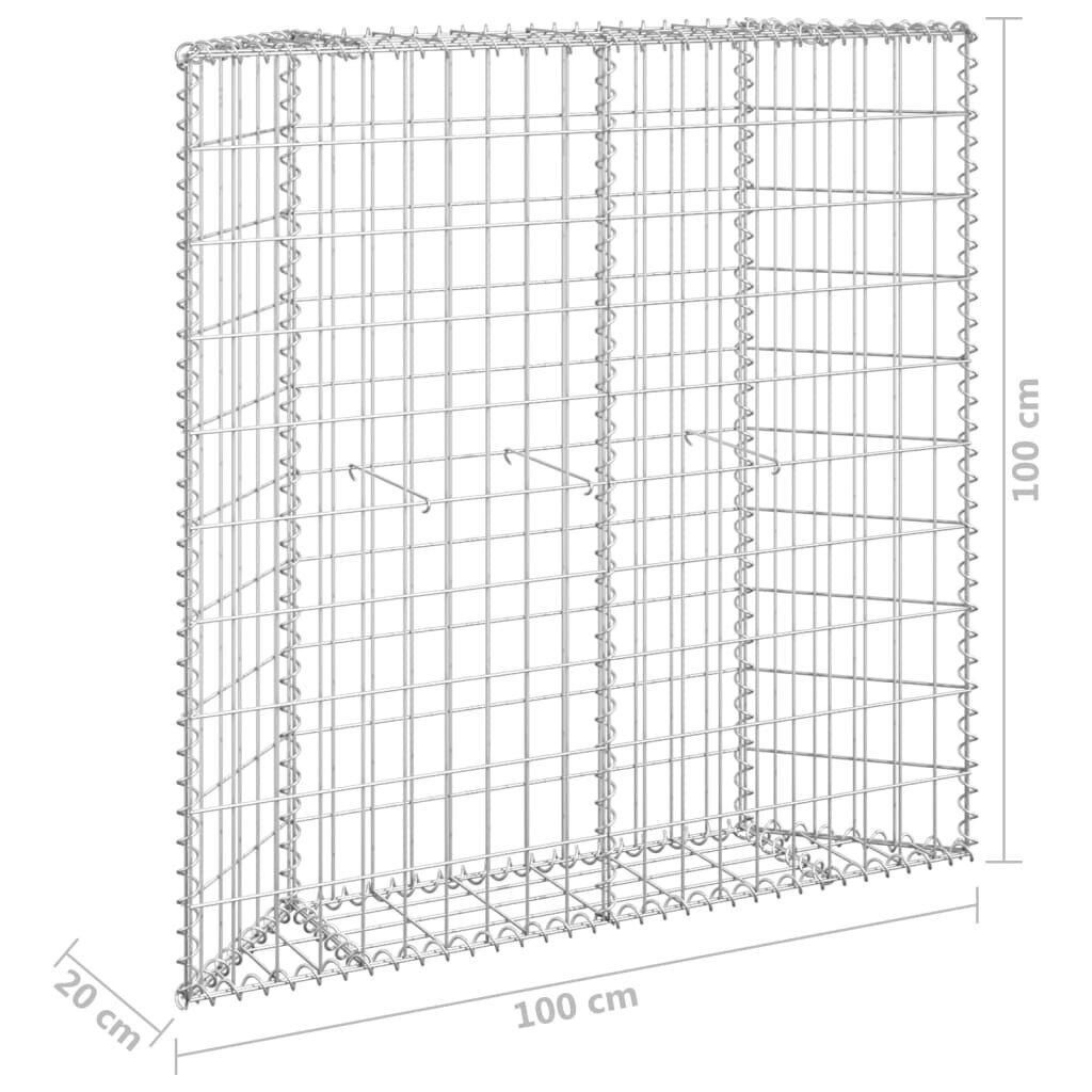 vidaXL gabions, augstā puķu kaste, cinkots tērauds, 100x20x100 cm cena un informācija | Podi stādiem un pārstādīšanai | 220.lv