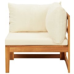 vidaXL stūra dīvāns ar krēmbaltiem spilveniem, akācijas masīvkoks cena un informācija | Dārza krēsli | 220.lv