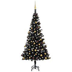 vidaXL mākslīgā Ziemassvētku egle ar LED un rotājumiem, 150 cm, PVC cena un informācija | Mākslīgās egles, vainagi, statīvi | 220.lv