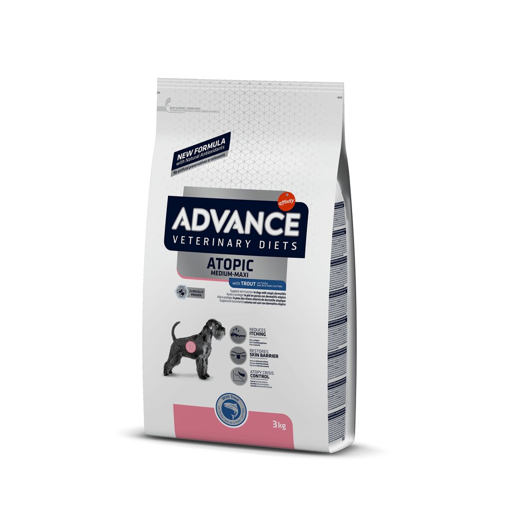 VET Adv dog Atopic Medium-Maxi ar foreli 3.0 kg cena un informācija | Sausā barība suņiem | 220.lv