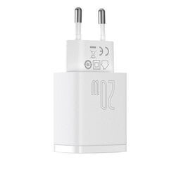 Baseus Compact quick charger USB Type C / USB 20 W 3 A Power Delivery Quick Charge 3.0 white (CCXJ-B02) цена и информация | Зарядные устройства для телефонов | 220.lv