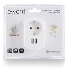 WSienas ligzda ar 2 USB Portas Ewent EW1211 3,1 A цена и информация | Электрические выключатели, розетки | 220.lv