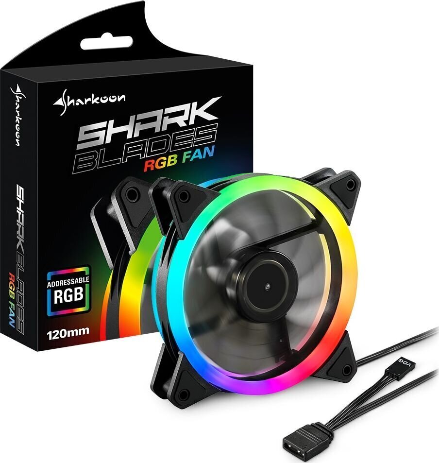 Kārbas ventilators Sharkoon SHARK Blades Fan RGB Ø 12 cm цена и информация | Datora ventilatori | 220.lv