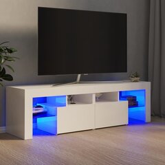 vidaXL TV galdiņš ar LED lampiņām, 140x35x40 cm, spīdīgi balts цена и информация | Тумбы под телевизор | 220.lv