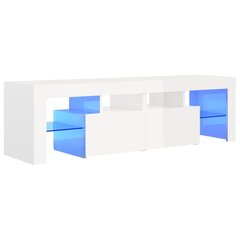 vidaXL TV galdiņš ar LED lampiņām, 140x35x40 cm, spīdīgi balts цена и информация | Тумбы под телевизор | 220.lv