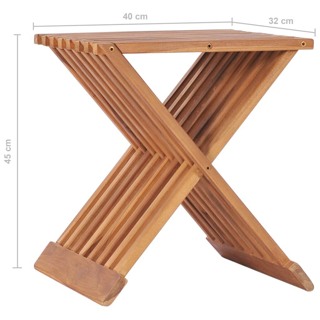 vidaXL saliekama taburete, 40x32x45 cm, masīvs tīkkoks cena un informācija | Virtuves un ēdamistabas krēsli | 220.lv
