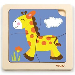Моя первая деревянная головоломка Жираф Viga, 4 шт.  цена и информация | Пазлы | 220.lv