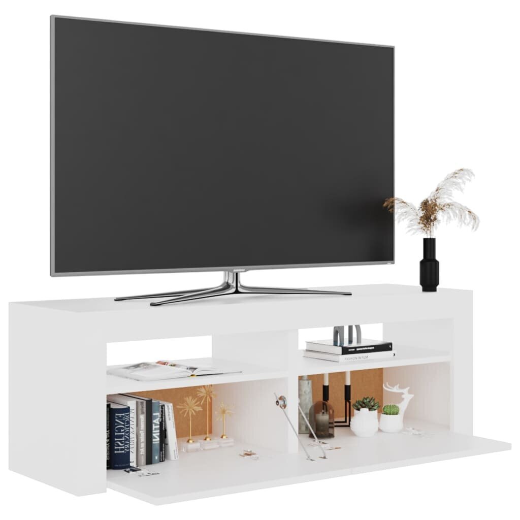 vidaXL TV galdiņš ar LED lampiņām, 120x35x40 cm, balts cena un informācija | TV galdiņi | 220.lv