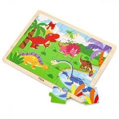Koka puzle "Dinozauri", 24 gab., Viga cena un informācija | Attīstošās rotaļlietas | 220.lv