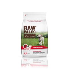 Raw Paleo sausa, bezgraudu barība lielu šķirņu kucēniem Puppy Large breed ar liellopu gaļu, 2,5 kg cena un informācija | Sausā barība suņiem | 220.lv