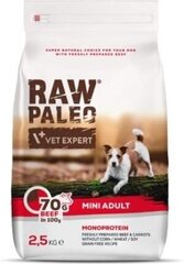 Сухой беззерновой корм Raw Paleo для собак мелких пород Adult Mini с говядиной, 2,5 кг цена и информация | Сухой корм для собак | 220.lv