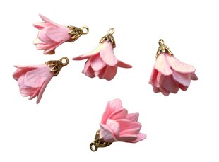 Ziedu kulons - zieda piekariņš rokassprādzēm, kaklarotām, auskariem, 1,5 * 2,5 cm - 3 gab rotaslietu izgatavošanai cena un informācija | Rotu veidošana, pērļošana | 220.lv