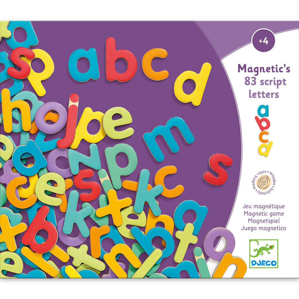 Koka magnētu komplekts Magnētiskie burti Djeco, DJ03102, 83 gab. cena un informācija | Attīstošās rotaļlietas | 220.lv