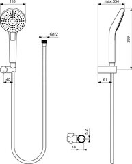 Трехфункциональный душевой набор Ideal Standard Idealrain Evo Round, 600 мм цена и информация | Душевые комплекты и панели | 220.lv