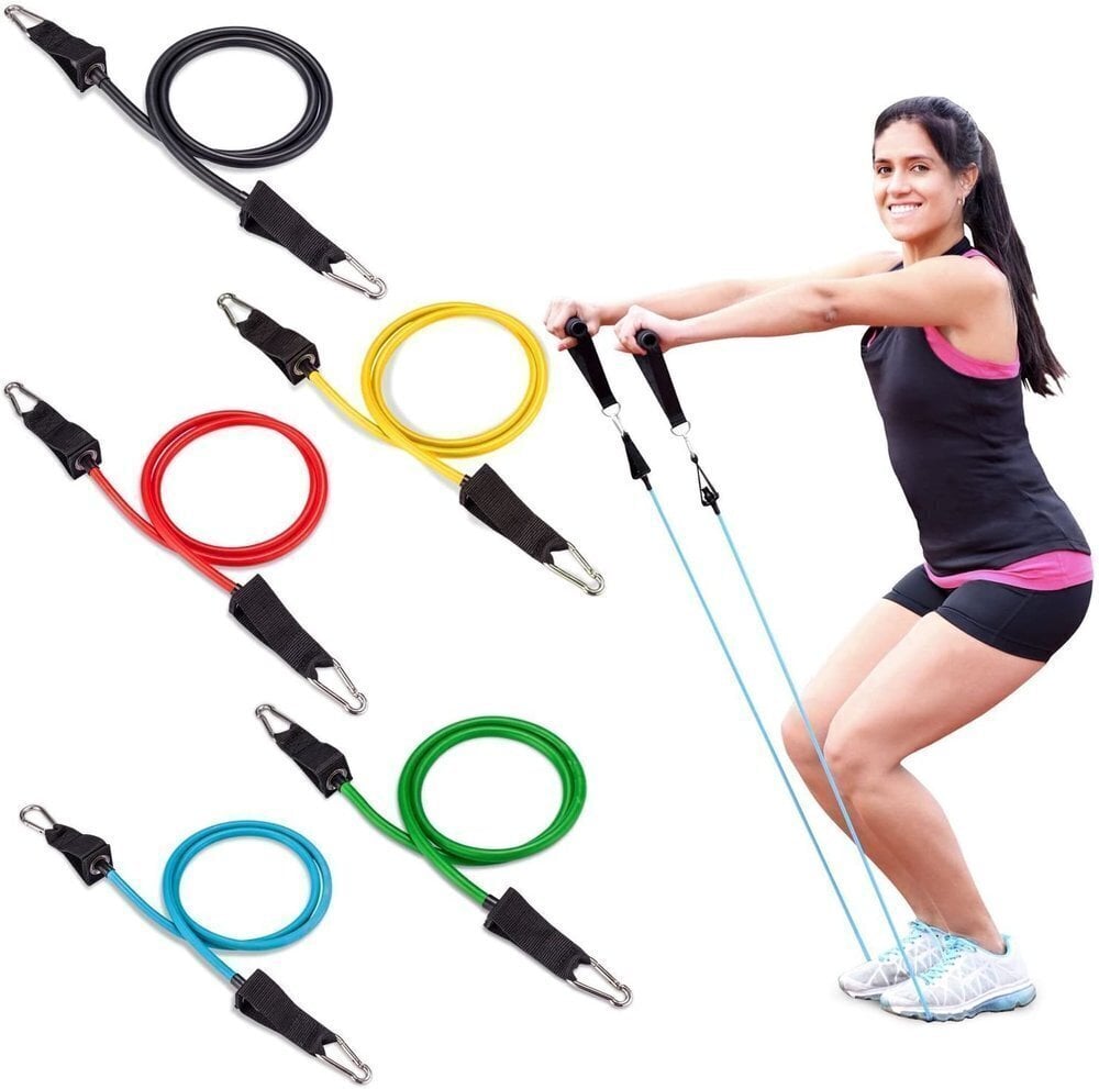 Wozinsky 11 Pack Exercise Resistance Bands with Handles Exercise Stretch Fitness Home Set Include 5 Stackable Exercise Bands with Carry Bag (WRTS5-01) цена и информация | Fitnesa gumijas, gredzeni | 220.lv