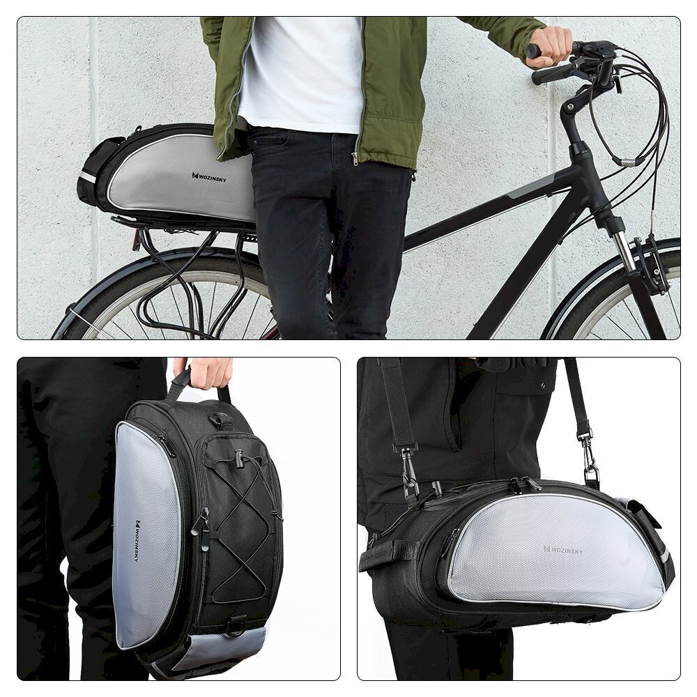 Wozinsky Bicycle Bike Pannier Bag Rear Trunk Bag with Shoulder Strap 13L black (WBB1BK) цена и информация | Velo somas, telefona turētāji | 220.lv