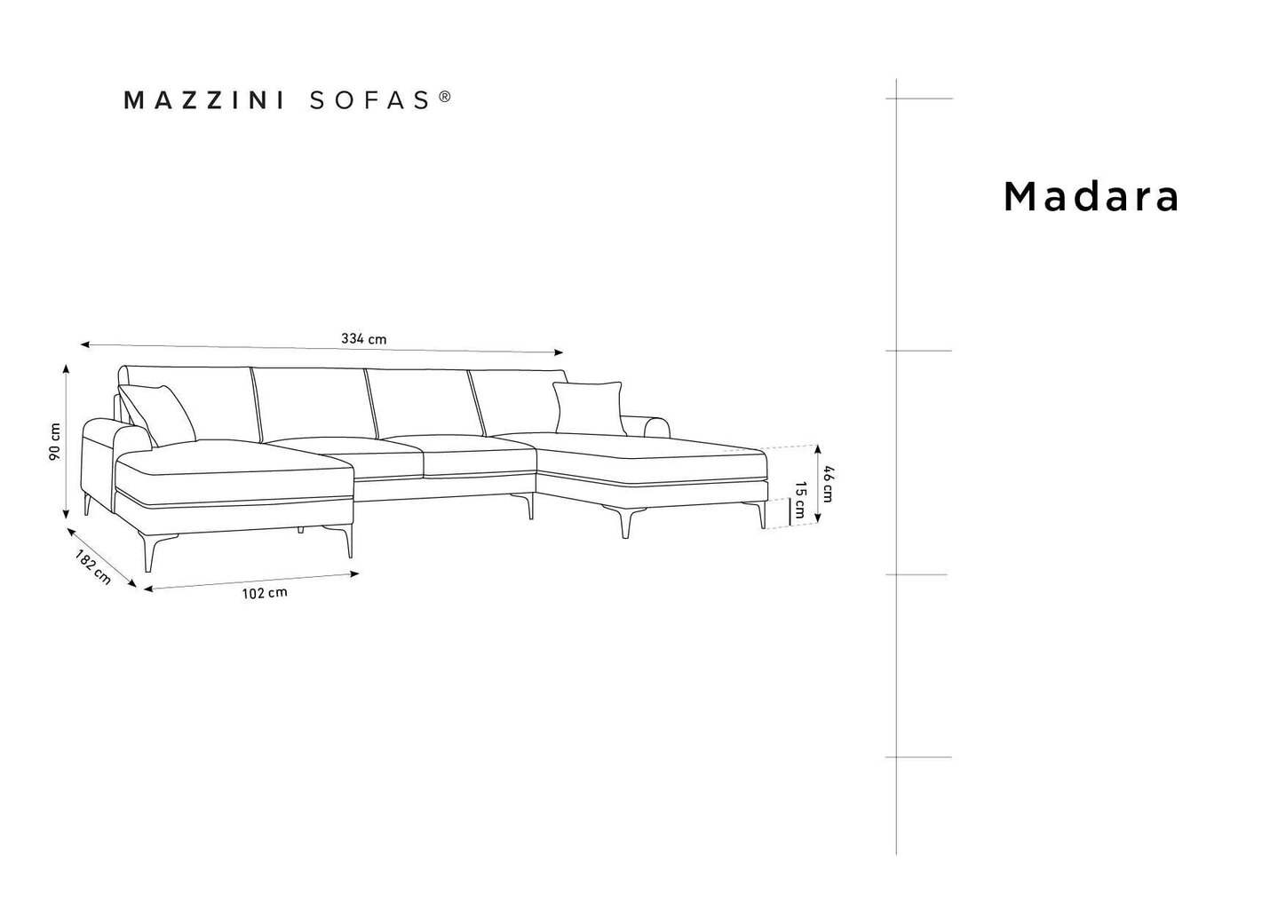 Stūra dīvāns Mazzini Sofas Madara 6S, dzeltenas/zeltainas krāsas цена и информация | Stūra dīvāni | 220.lv